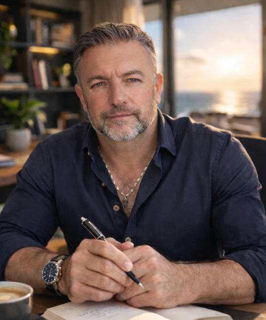 Marco J Olivier writing a book